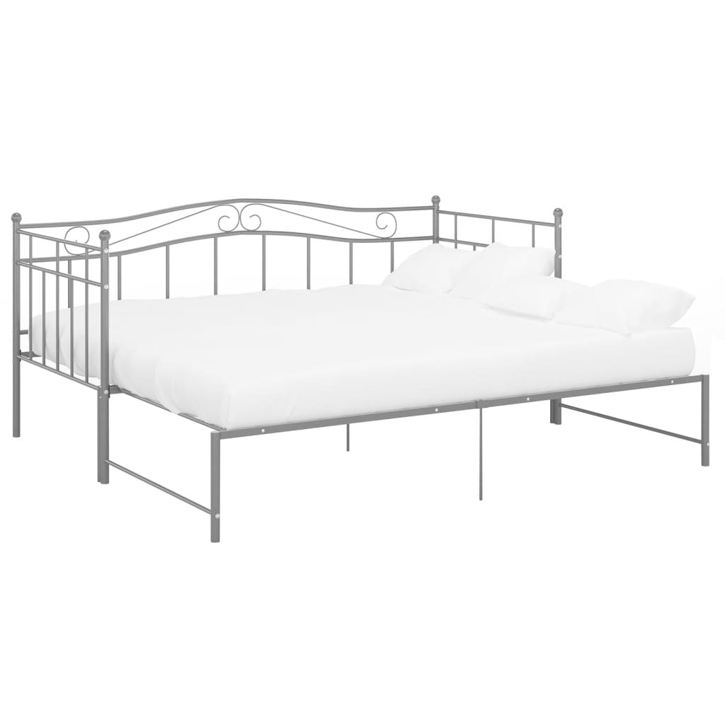 Extendable sofa bed frame without mattress gray metal 90x200cm