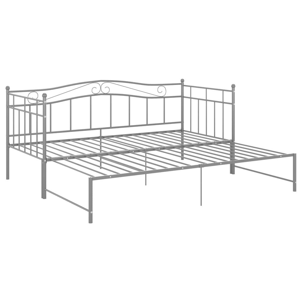 Extendable sofa bed frame without mattress gray metal 90x200cm