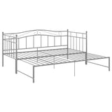 Extendable sofa bed frame without mattress gray metal 90x200cm