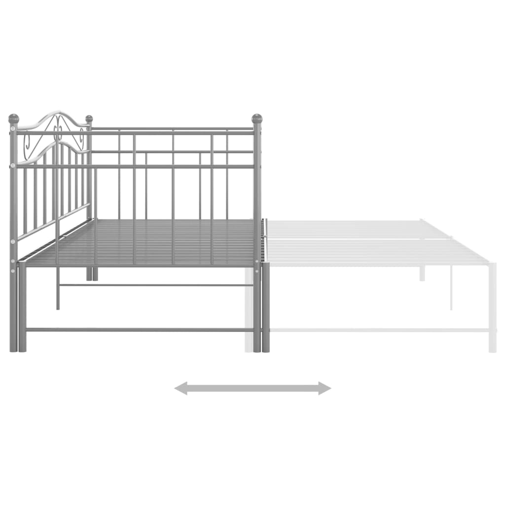 Extendable sofa bed frame without mattress gray metal 90x200cm