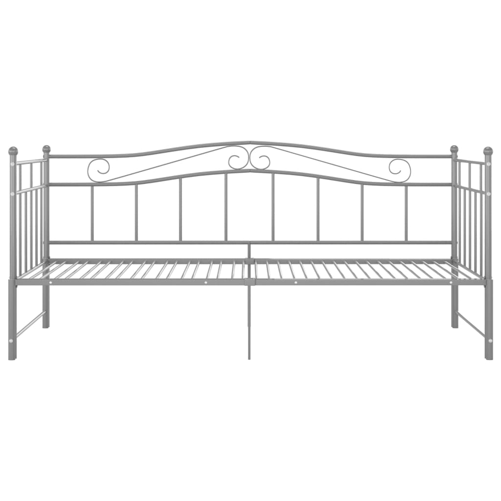 Extendable sofa bed frame without mattress gray metal 90x200cm