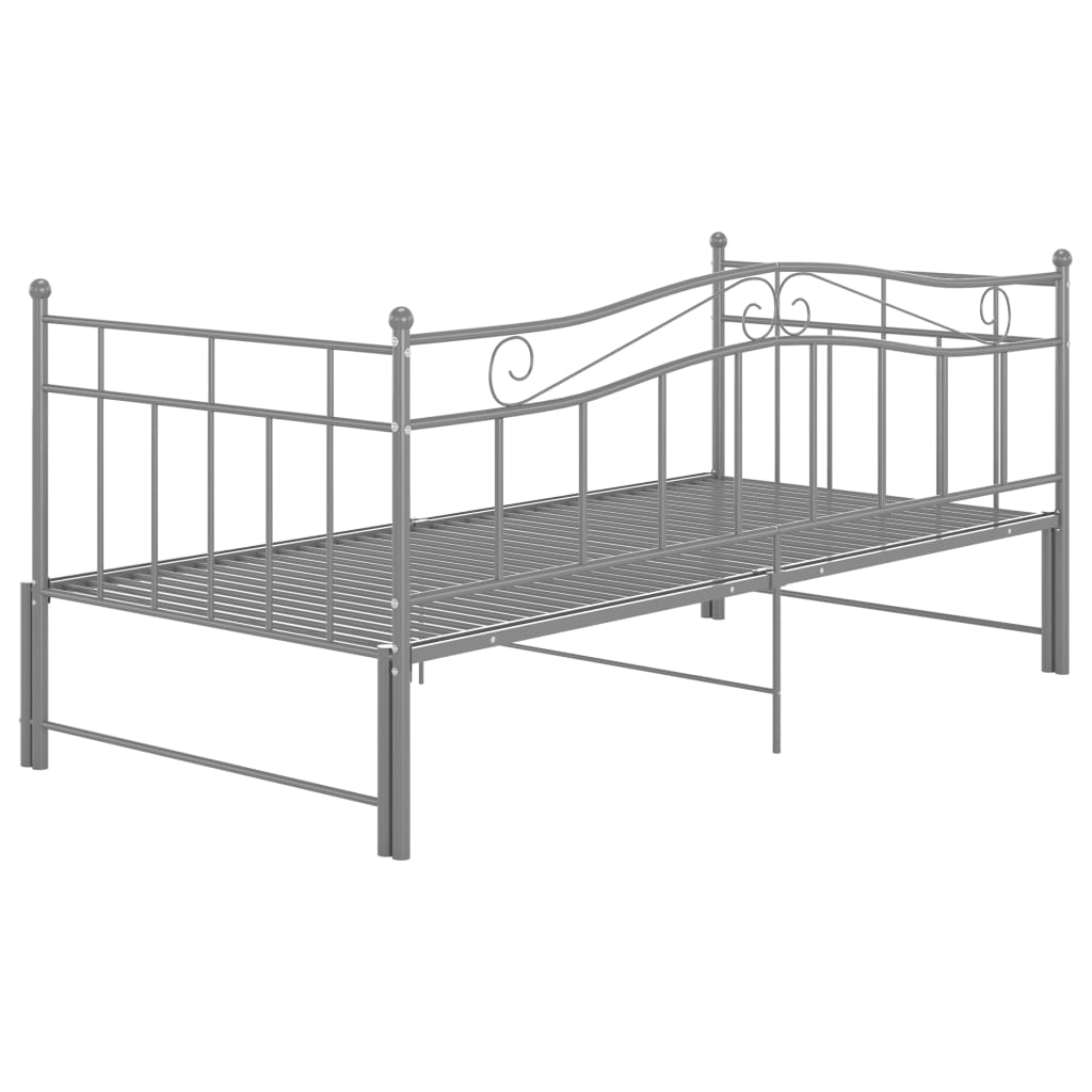 Extendable sofa bed frame without mattress gray metal 90x200cm