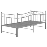 Extendable sofa bed frame without mattress gray metal 90x200cm