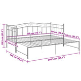 Extendable sofa bed frame without mattress gray metal 90x200cm