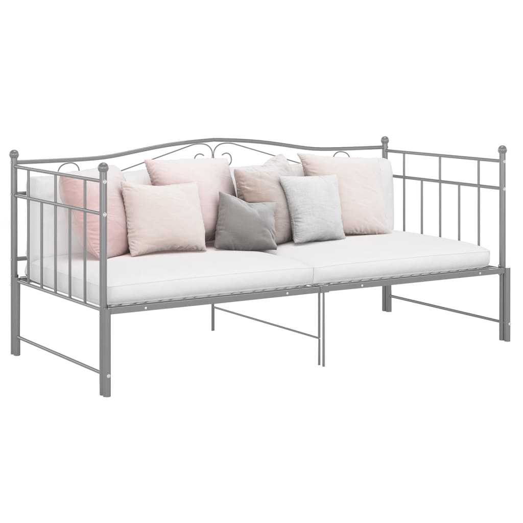 Extendable sofa bed frame without mattress gray metal 90x200cm