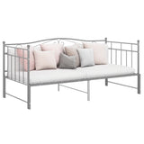 Extendable sofa bed frame without mattress gray metal 90x200cm