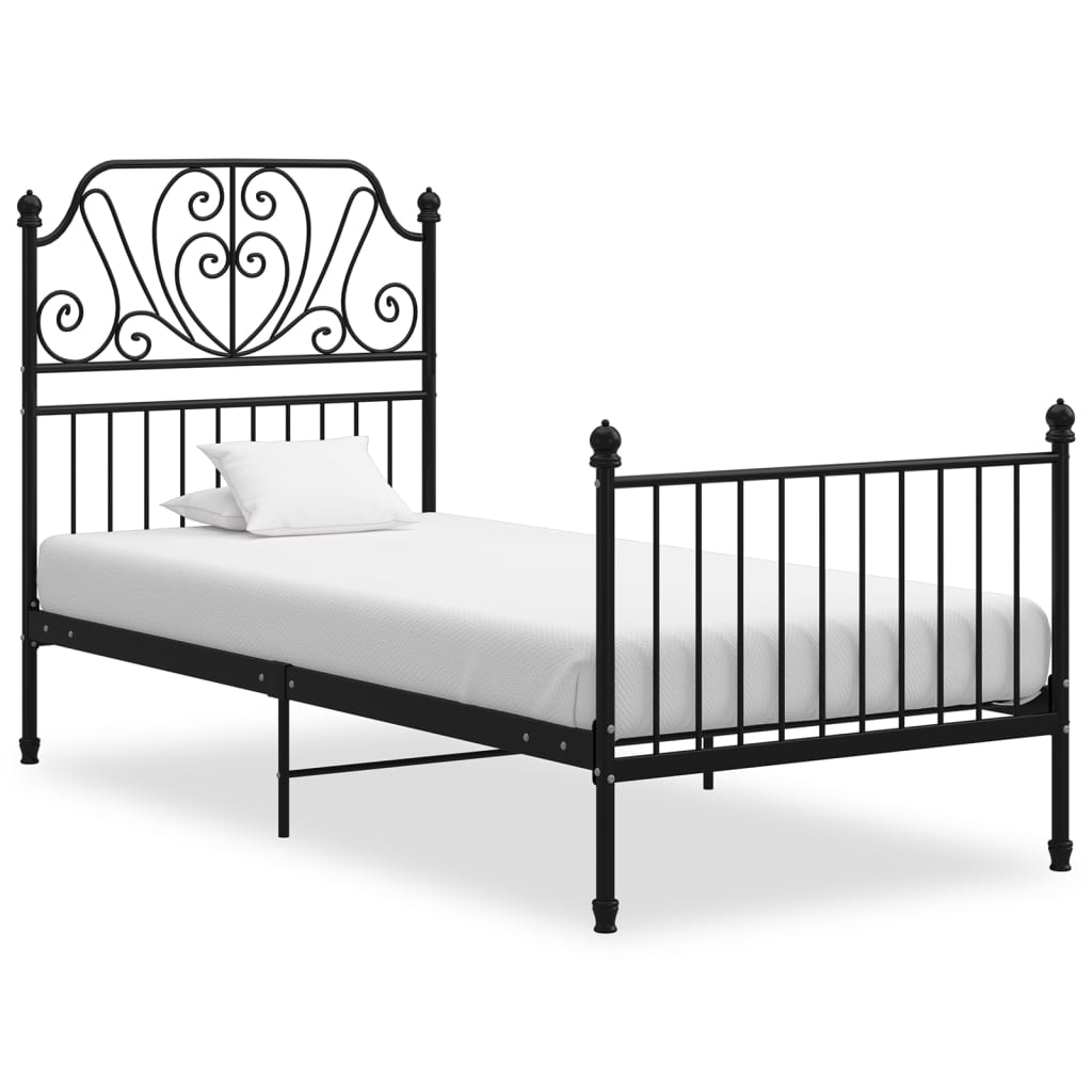 Cadre de lit sans matelas noir métal 90x200 cm