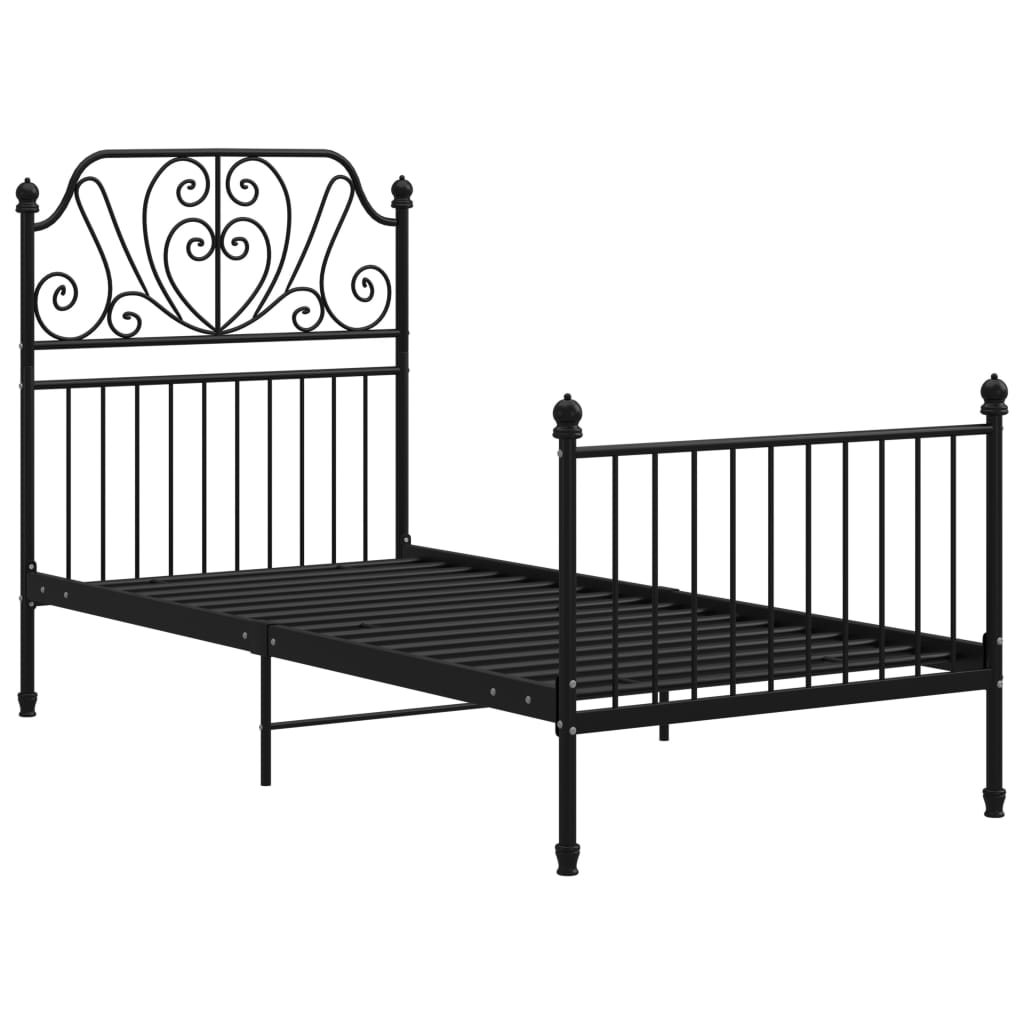 Cadre de lit sans matelas noir métal 90x200 cm