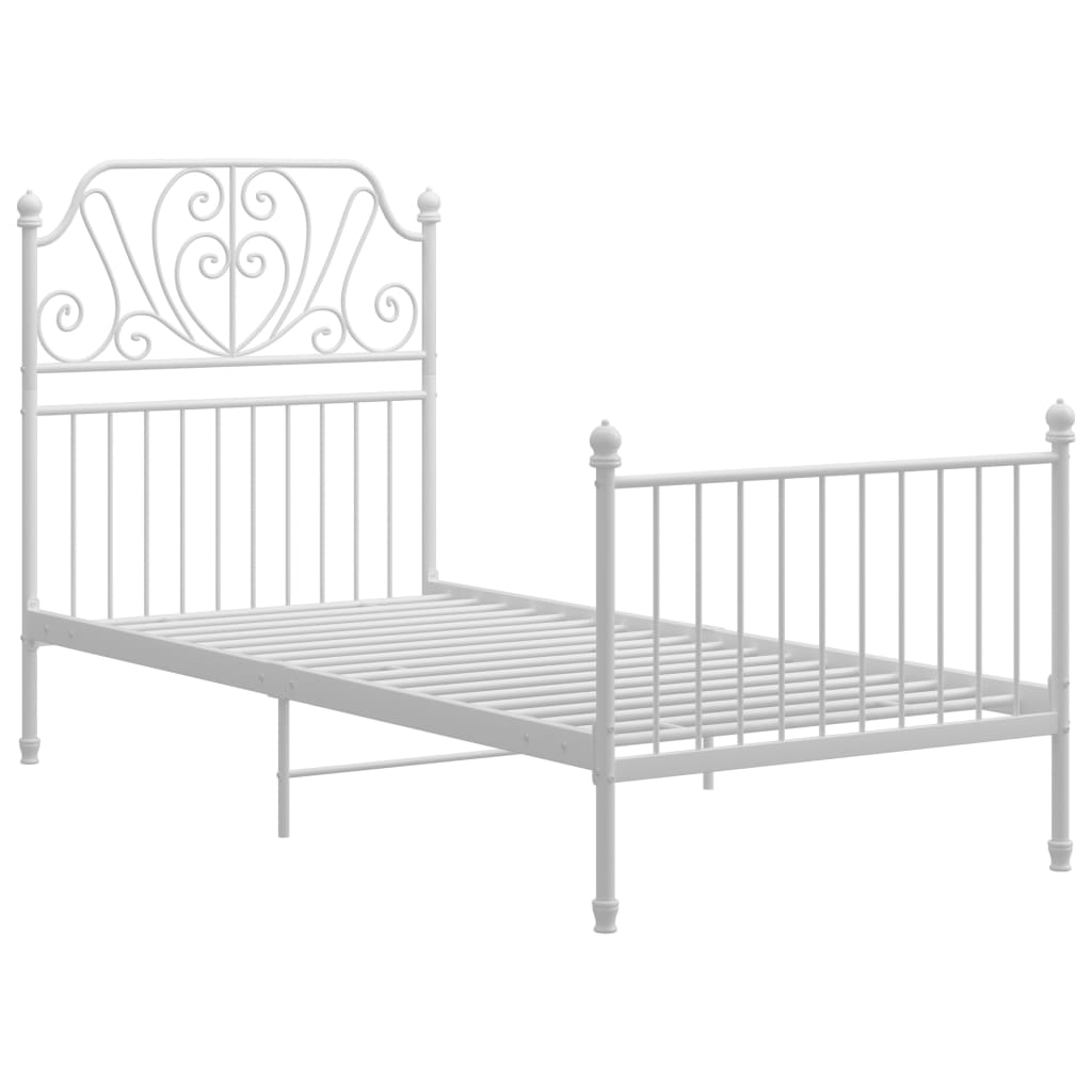 Cadre de lit sans matelas blanc métal 90x200 cm