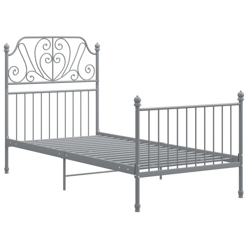 Cadre de lit sans matelas gris métal 90x200 cm