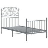 Cadre de lit sans matelas gris métal 90x200 cm