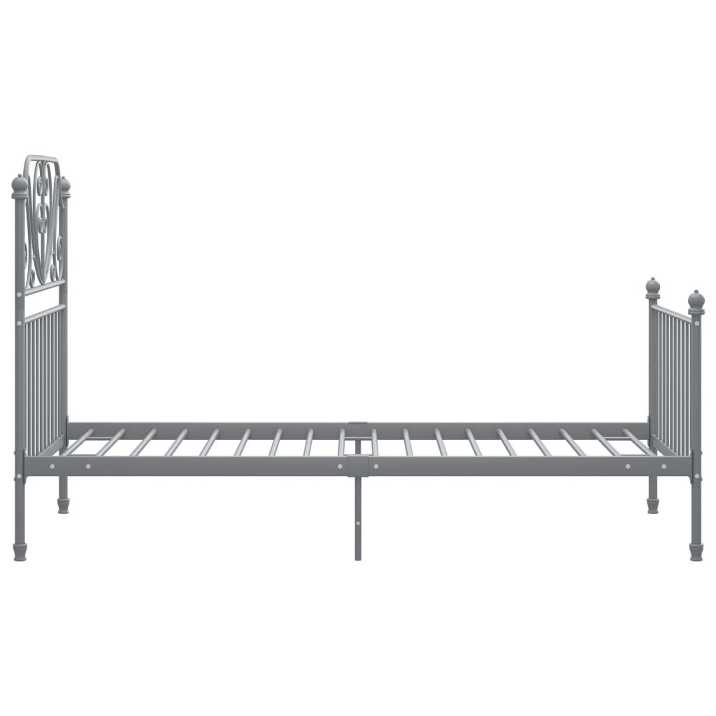 Cadre de lit sans matelas gris métal 90x200 cm