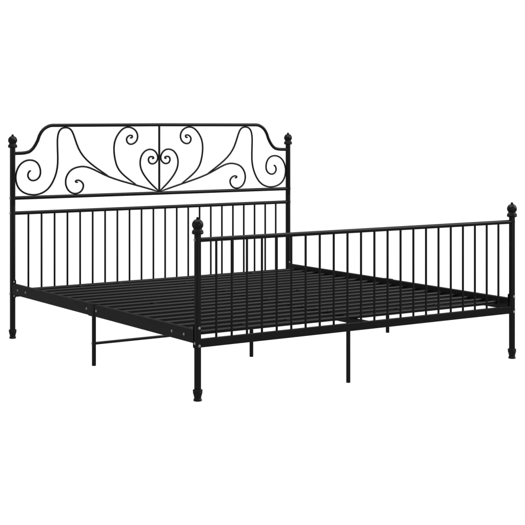 Cadre de lit sans matelas noir métal 200x200 cm