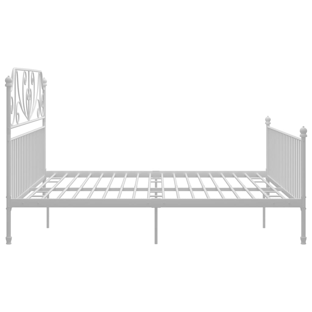 Cadre de lit sans matelas blanc métal 200x200 cm