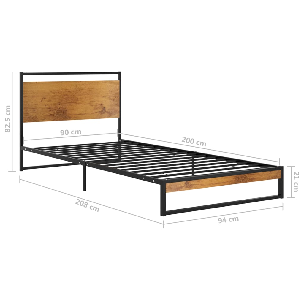 Bed frame without mattress metal 90x200 cm