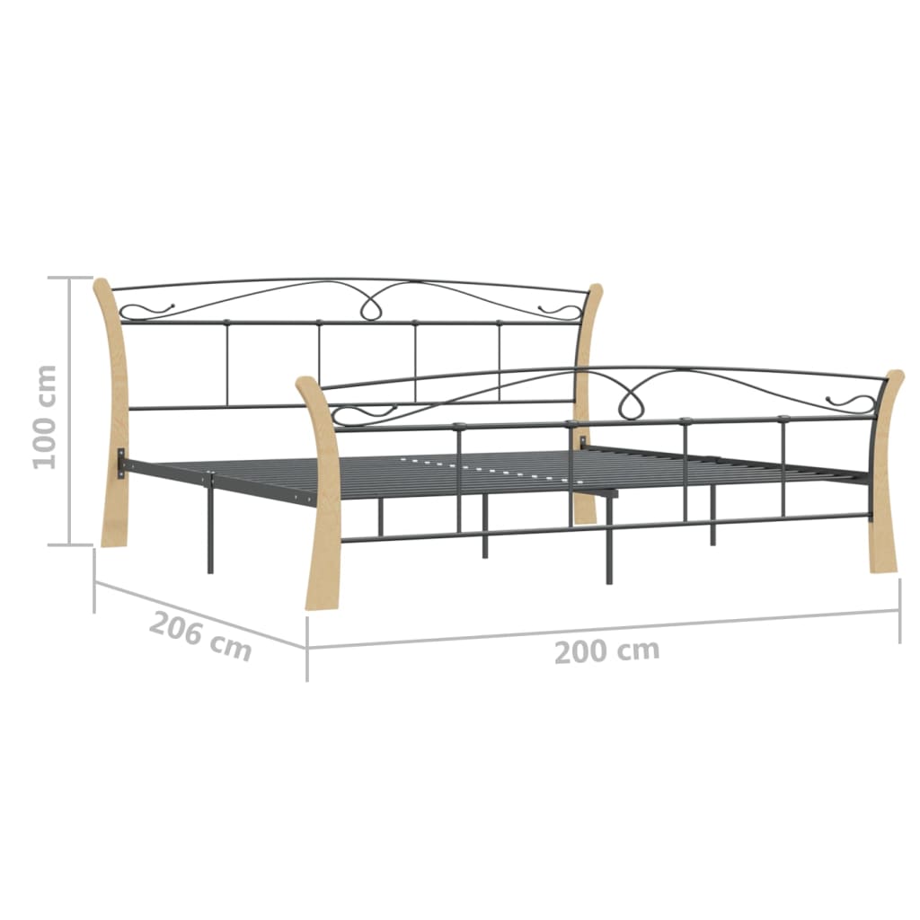 Cadre de lit sans matelas noir métal 200x200 cm