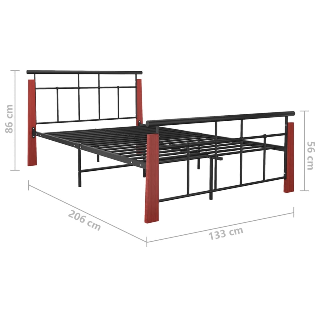 Cadre de lit sans matelas métal bois de chêne massif 120x200 cm