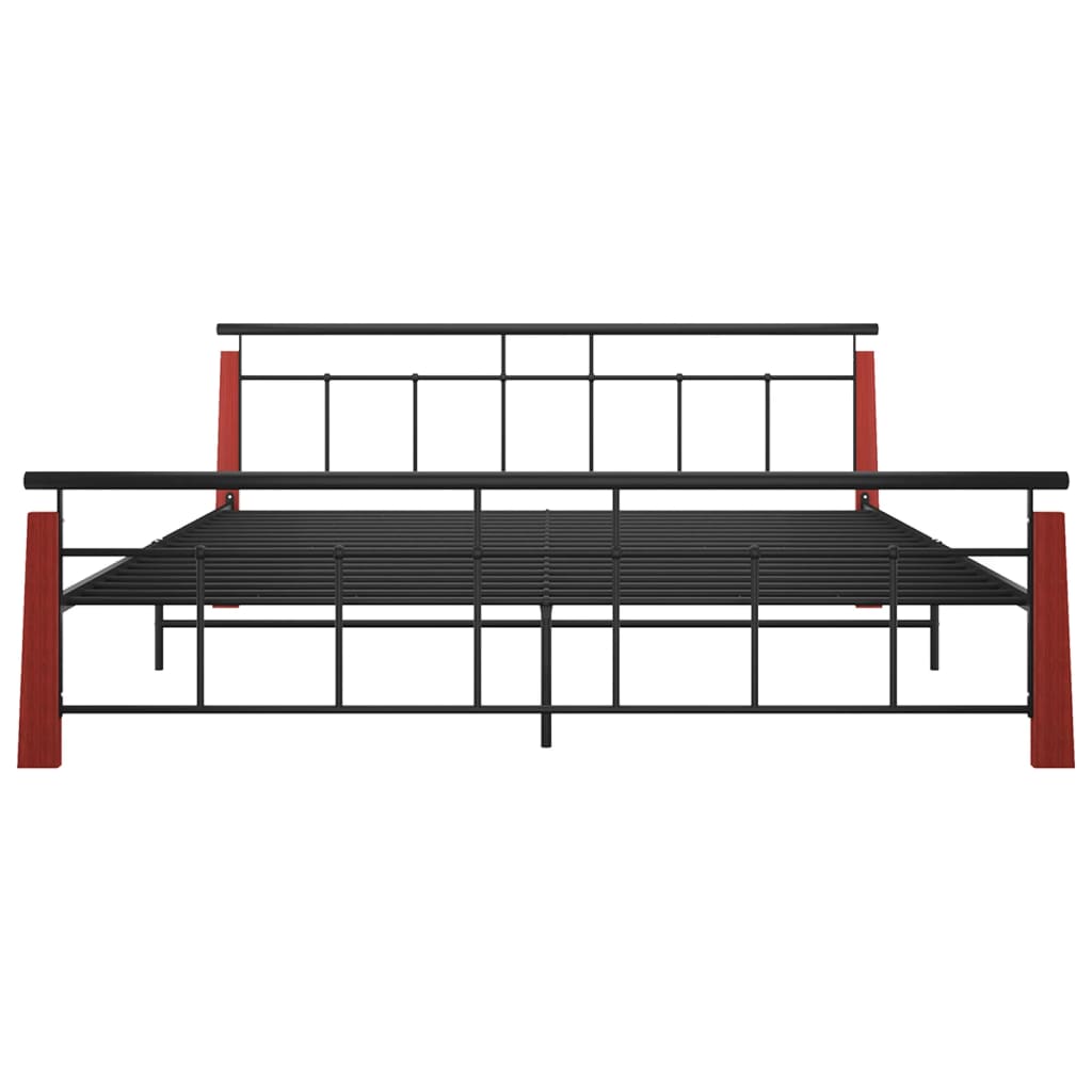 Cadre de lit sans matelas métal bois de chêne massif 200x200 cm