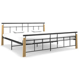 Cadre de lit sans matelas métal bois de chêne massif 200x200 cm