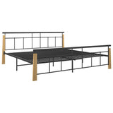 Cadre de lit sans matelas métal bois de chêne massif 200x200 cm