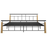 Cadre de lit sans matelas métal bois de chêne massif 200x200 cm