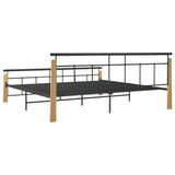 Cadre de lit sans matelas métal bois de chêne massif 200x200 cm