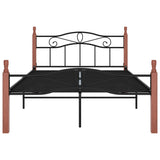 Cadre de lit sans matelas noir métal bois chêne 120x200 cm