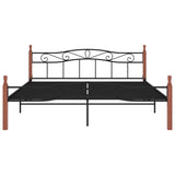 Cadre de lit sans matelas noir métal bois chêne 200x200 cm