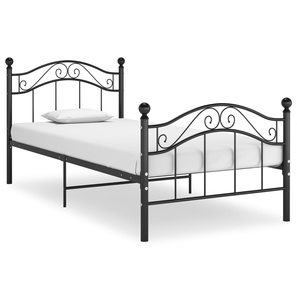 Cadre de lit sans matelas noir métal 90x200 cm