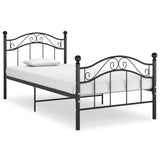 Cadre de lit sans matelas noir métal 90x200 cm