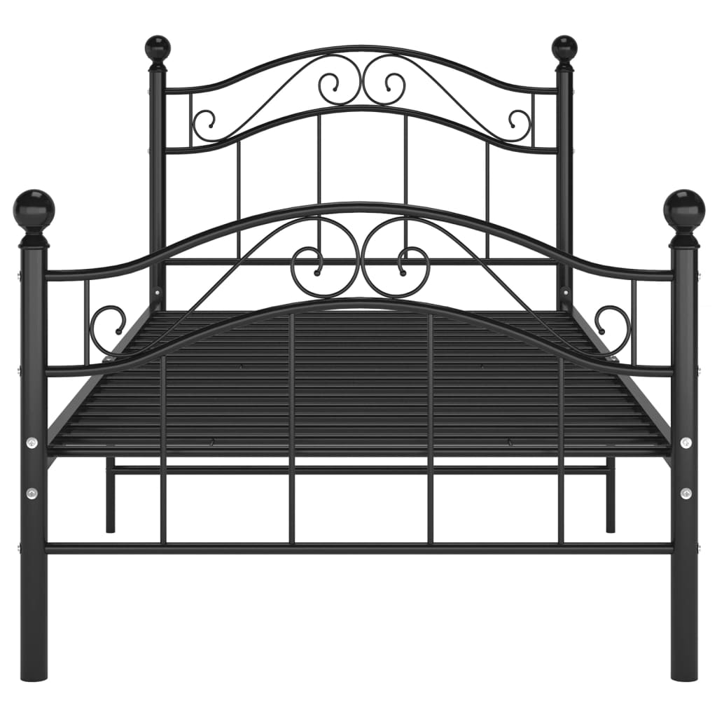 Cadre de lit sans matelas noir métal 90x200 cm