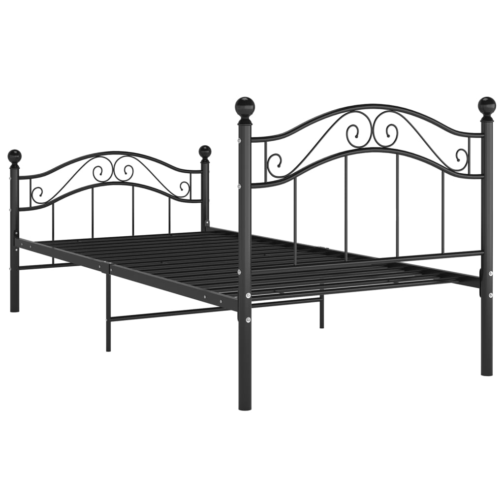 Cadre de lit sans matelas noir métal 90x200 cm