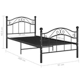 Cadre de lit sans matelas noir métal 90x200 cm