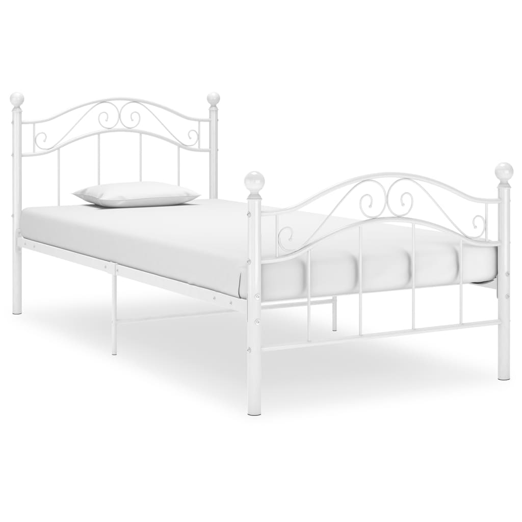 Cadre de lit sans matelas blanc métal 90x200 cm