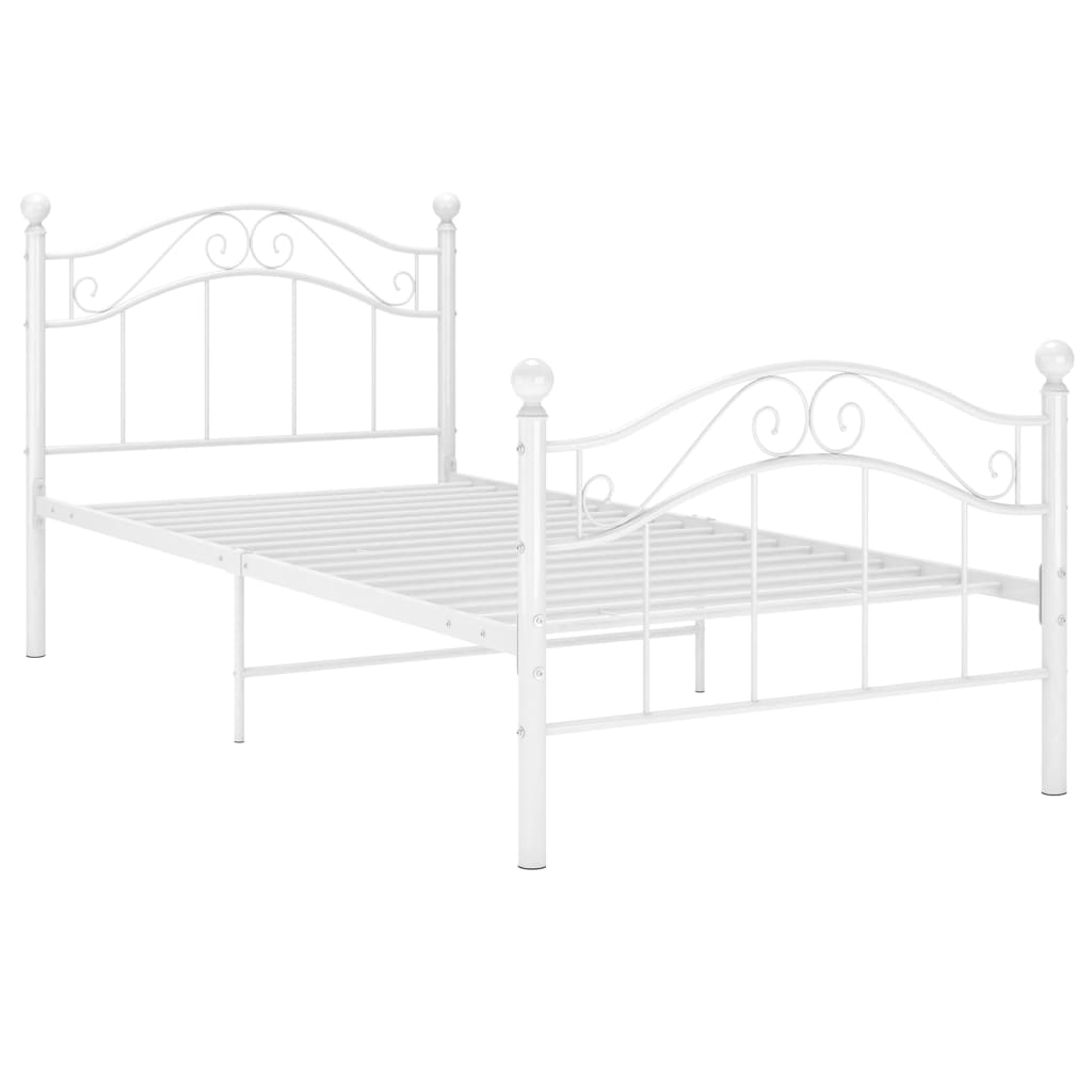 Cadre de lit sans matelas blanc métal 90x200 cm