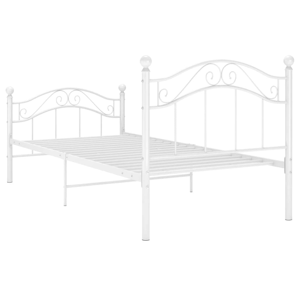 Cadre de lit sans matelas blanc métal 90x200 cm