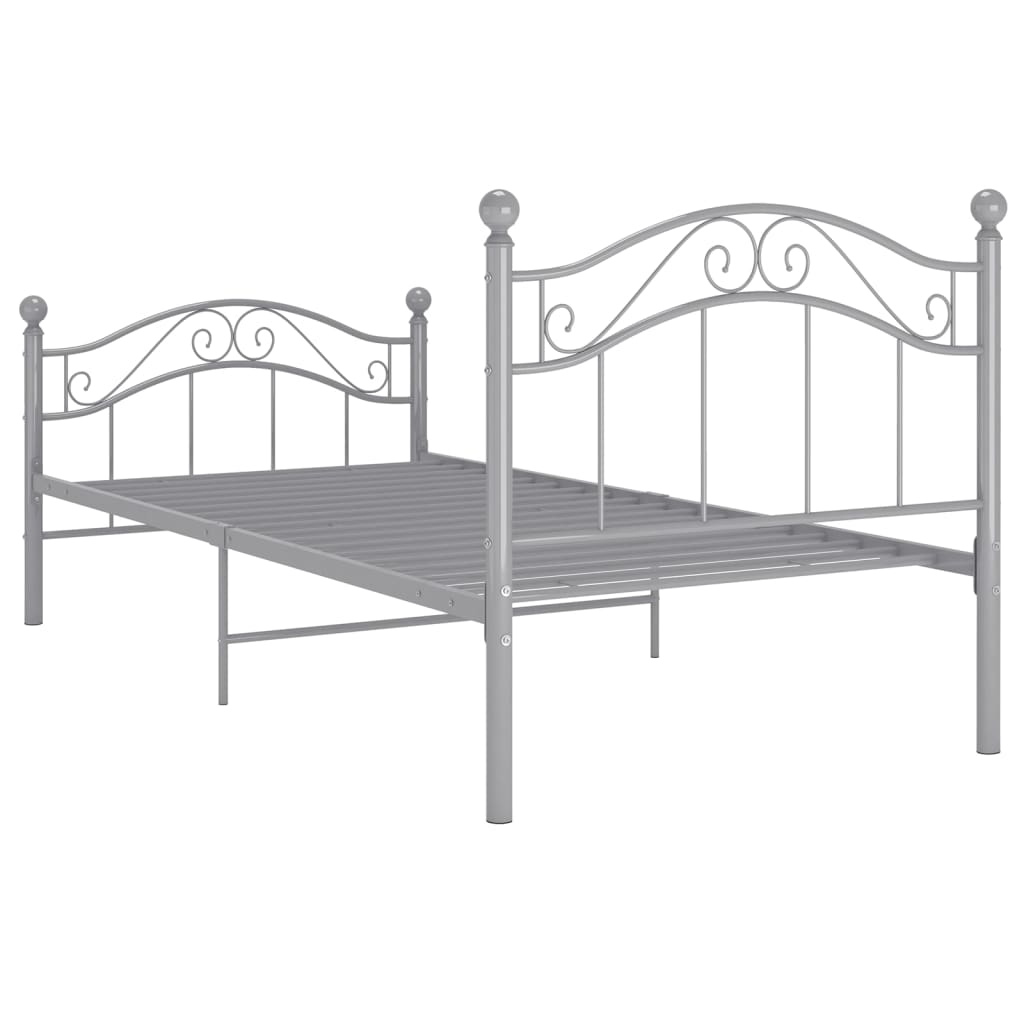 Cadre de lit sans matelas gris métal 90x200 cm