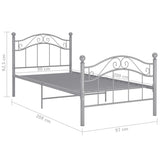 Cadre de lit sans matelas gris métal 90x200 cm