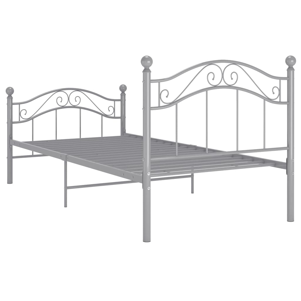 Cadre de lit sans matelas gris métal 100x200 cm