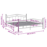Cadre de lit Gris Métal 200x200 cm
