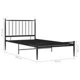 Cadre de lit sans matelas noir métal 90x200 cm