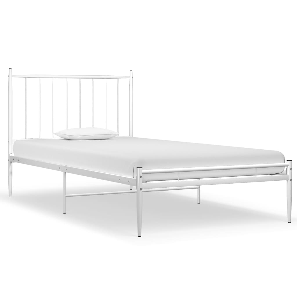 Cadre de lit sans matelas blanc métal 90x200 cm