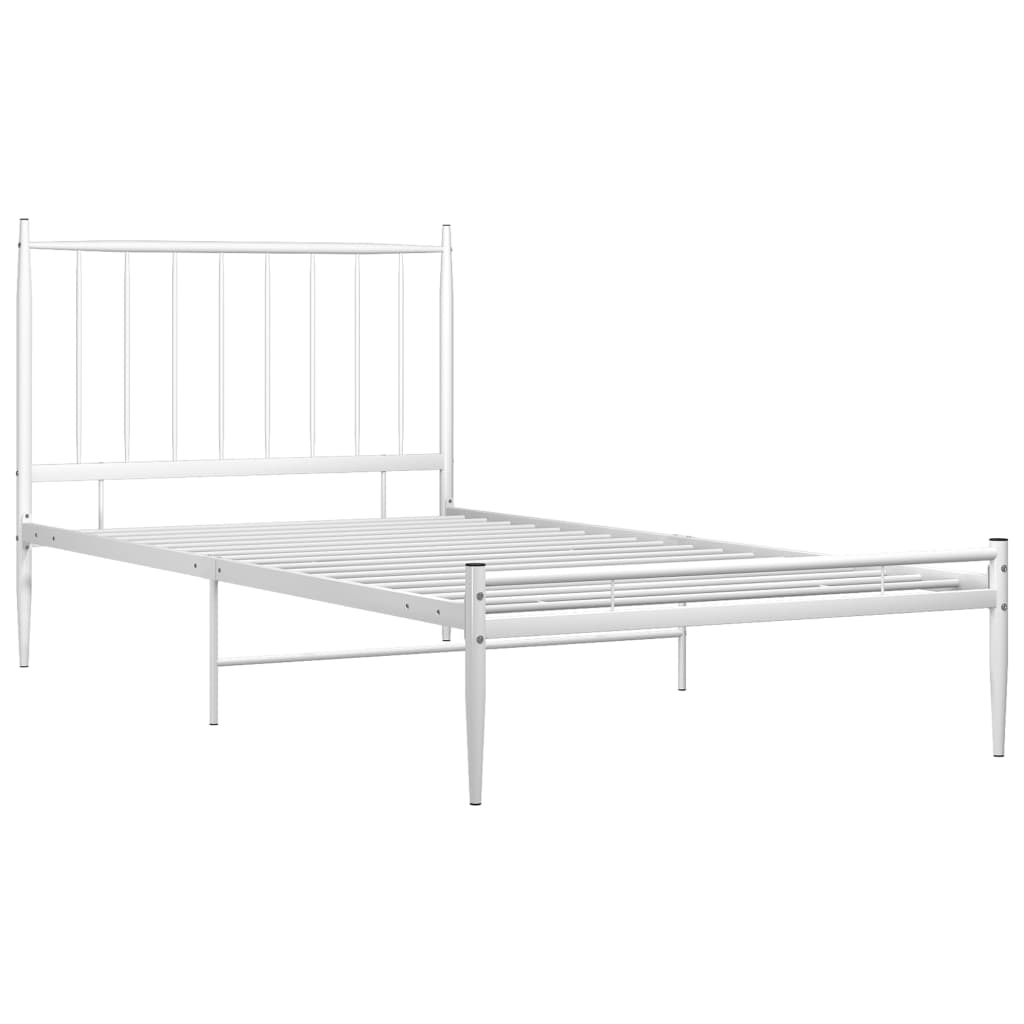 Cadre de lit sans matelas blanc métal 90x200 cm