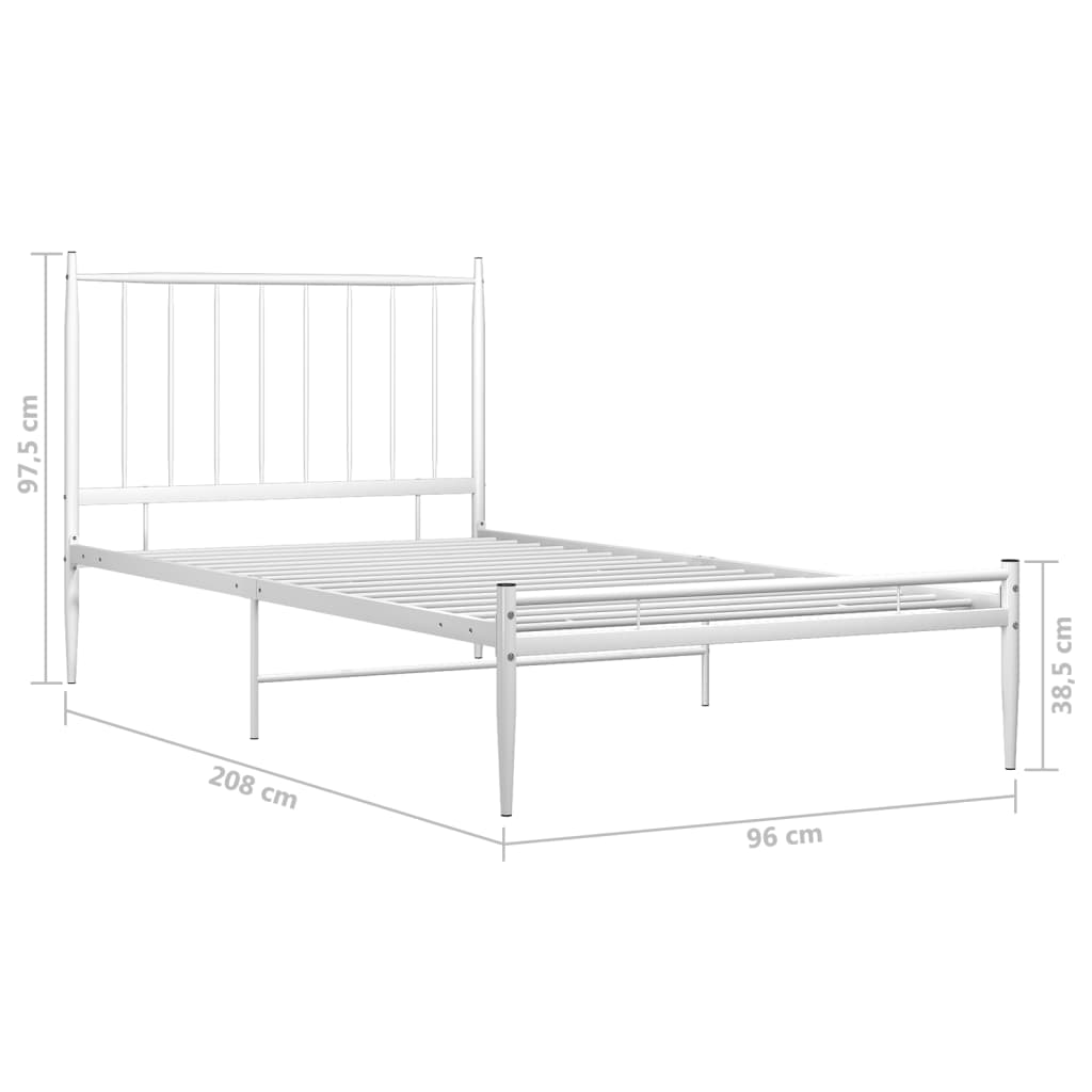 Cadre de lit sans matelas blanc métal 90x200 cm