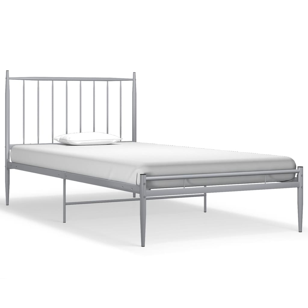 Cadre de lit sans matelas gris métal 90x200 cm