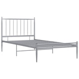 Cadre de lit sans matelas gris métal 90x200 cm