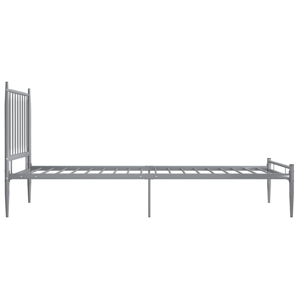 Cadre de lit sans matelas gris métal 90x200 cm