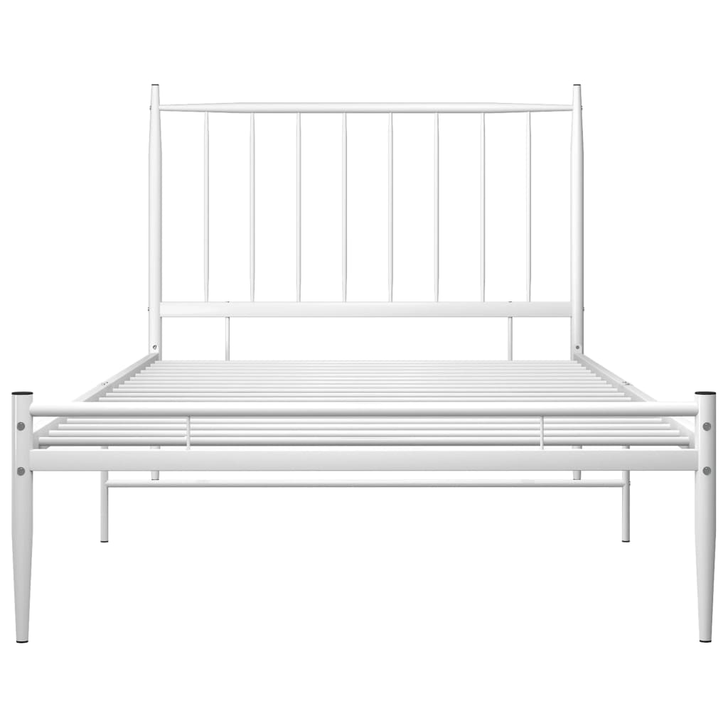 Cadre de lit sans matelas blanc métal 100x200 cm