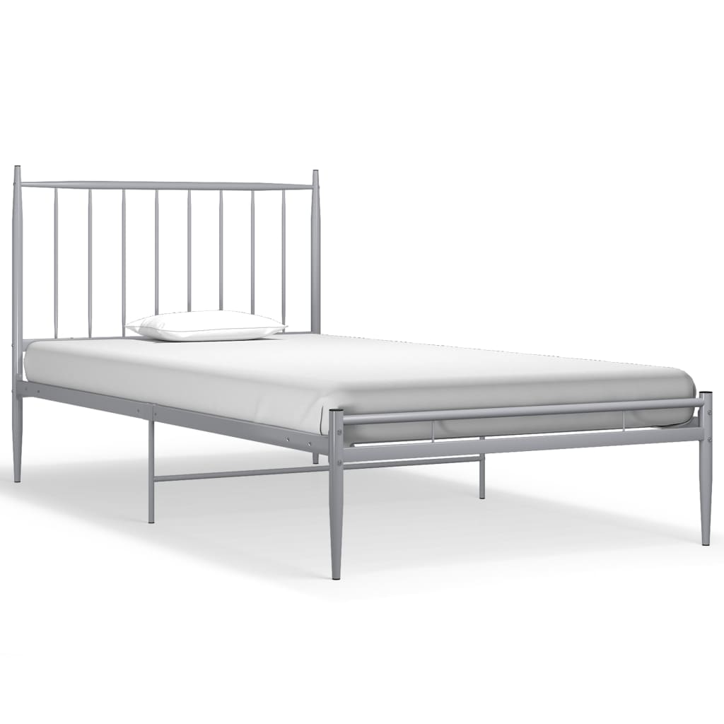 Cadre de lit sans matelas gris métal 100x200 cm