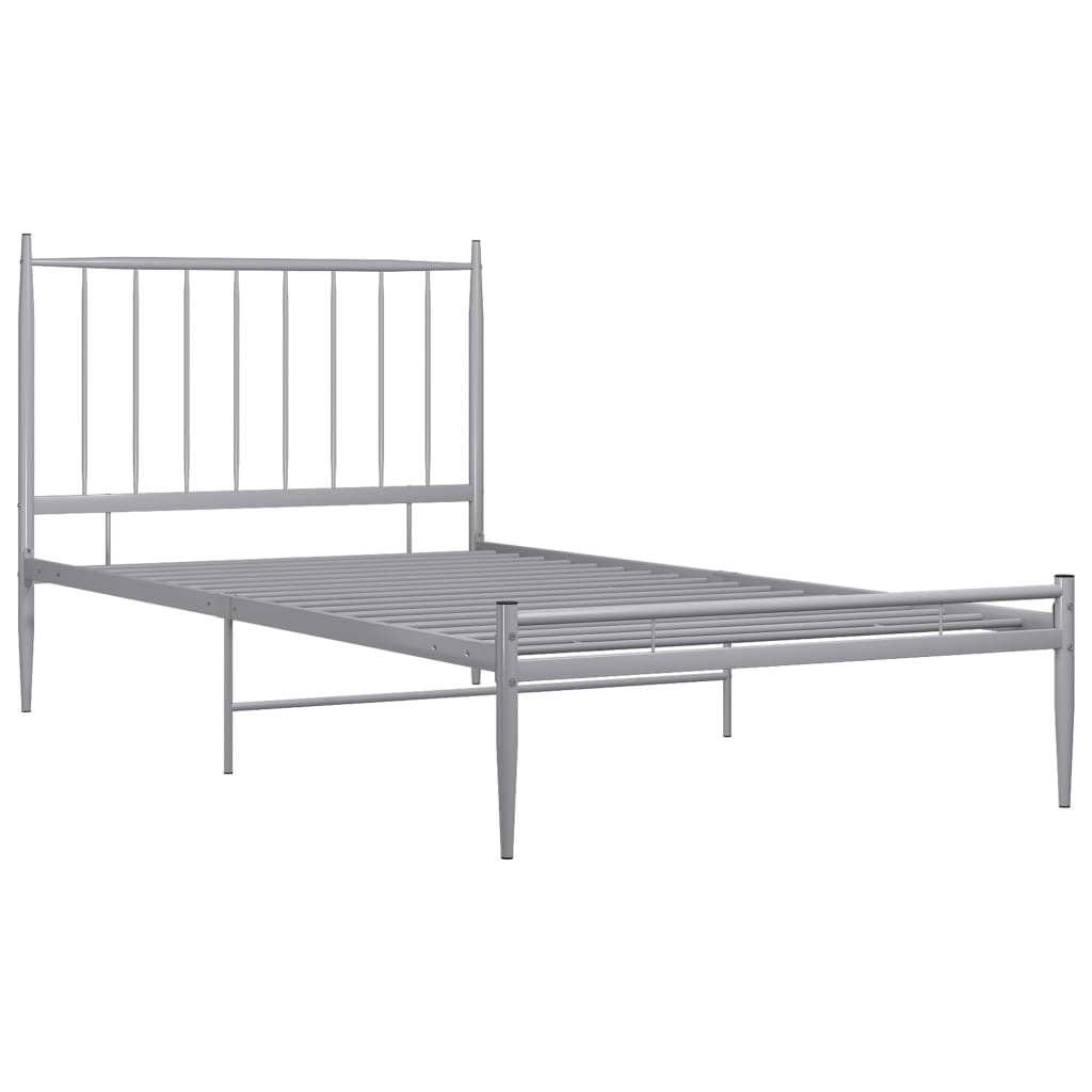 Cadre de lit sans matelas gris métal 100x200 cm